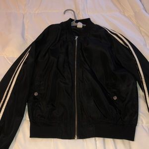 Black and white striped bomber jacket